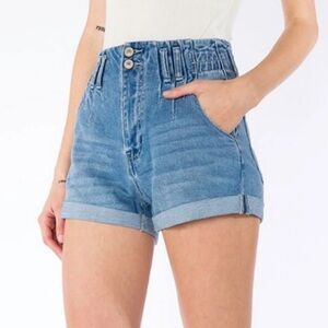 KanCan High Rise Mom Shorts Denim Jeans Women’s XL  Cuffed Blue KC7846M